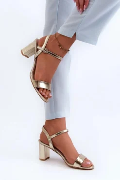 Online Evento Sandały Na Słupku Złote Glindra