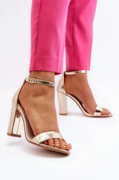 Damskie Boto Sandały Na Słupku Złote Thakko