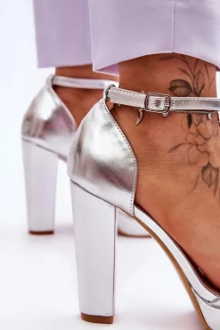 Boto Sandały Na Obcasie*Sandały Na Wysokim Obcasie Srebrne Mandy