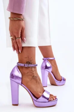 Damskie Boto Sandały Na Wysokim Obcasie Fioletowe Mandy