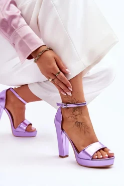 Damskie Boto Sandały Na Wysokim Obcasie Fioletowe Mandy