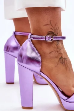 Damskie Boto Sandały Na Wysokim Obcasie Fioletowe Mandy