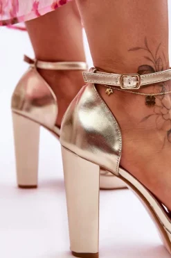 New Boto Sandały Na Wysokim Obcasie Złote Mandy