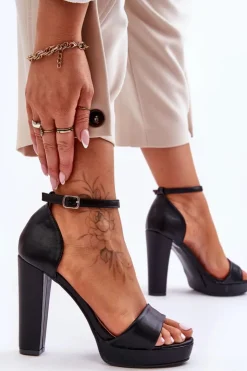 Hot Boto Sandały Na Wysokim Obcasie Czarne Mandy
