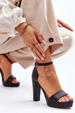 Hot Boto Sandały Na Wysokim Obcasie Czarne Mandy