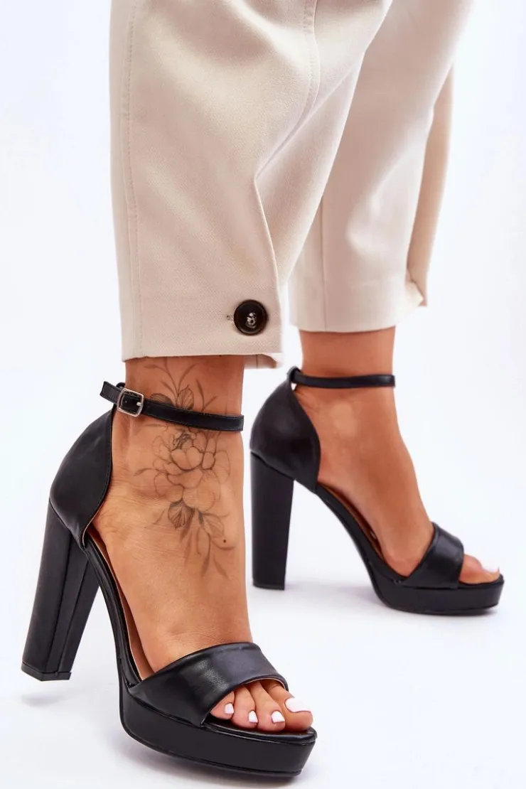 Hot Boto Sandały Na Wysokim Obcasie Czarne Mandy