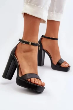 Boto Sandały Na Obcasie*Sandały Na Wysokim Obcasie Słupku Czarne Trewenna