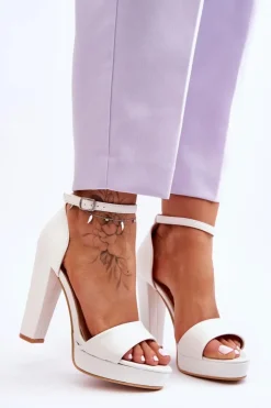 Damskie Boto Sandały Na Wysokim Obcasie Białe Mandy