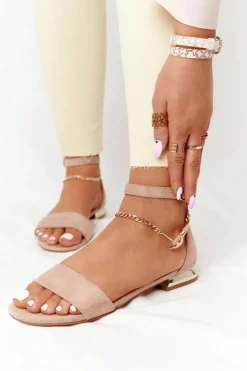 Damskie Buty damskie Vinceza Sandały Na Złotym Obcasie Vinceza 21-17119 Beżowe