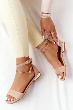 Damskie Buty damskie Vinceza Sandały Na Złotym Obcasie Vinceza 21-17119 Beżowe