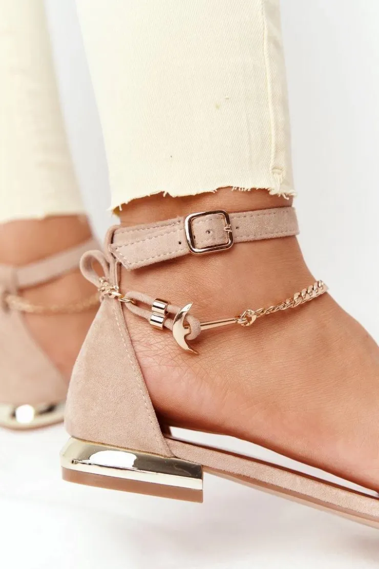 Damskie Buty damskie Vinceza Sandały Na Złotym Obcasie Vinceza 21-17119 Beżowe