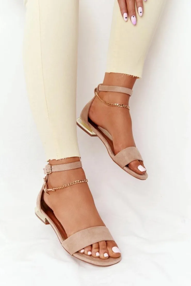 Damskie Buty damskie Vinceza Sandały Na Złotym Obcasie Vinceza 21-17119 Beżowe