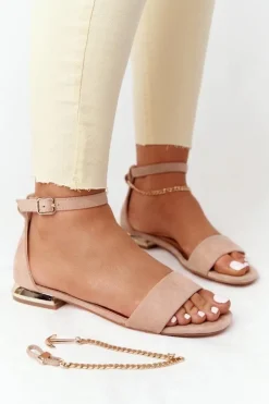 Damskie Buty damskie Vinceza Sandały Na Złotym Obcasie Vinceza 21-17119 Beżowe