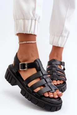 Best Boto Sandały Rzymianki Damskie Czarne Rosarose Czarny