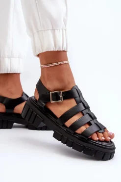 Best Boto Sandały Rzymianki Damskie Czarne Rosarose Czarny