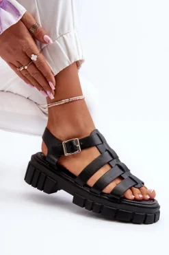 Best Boto Sandały Rzymianki Damskie Czarne Rosarose Czarny