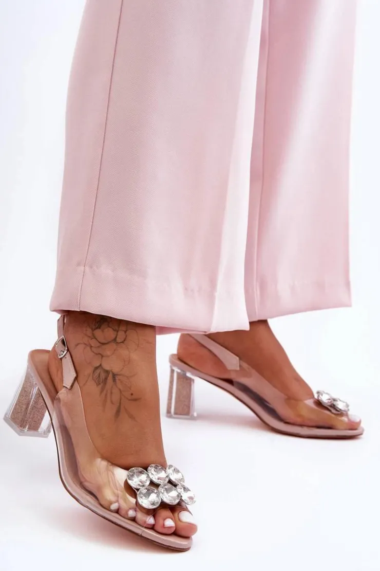 New Damskie buty S.Barski Sandały Transparentne Na Obcasie Różowe S.Barski MR1037-43