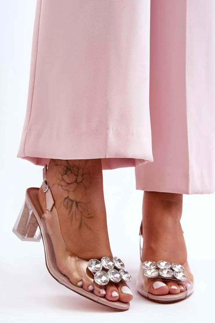 New Damskie buty S.Barski Sandały Transparentne Na Obcasie Różowe S.Barski MR1037-43