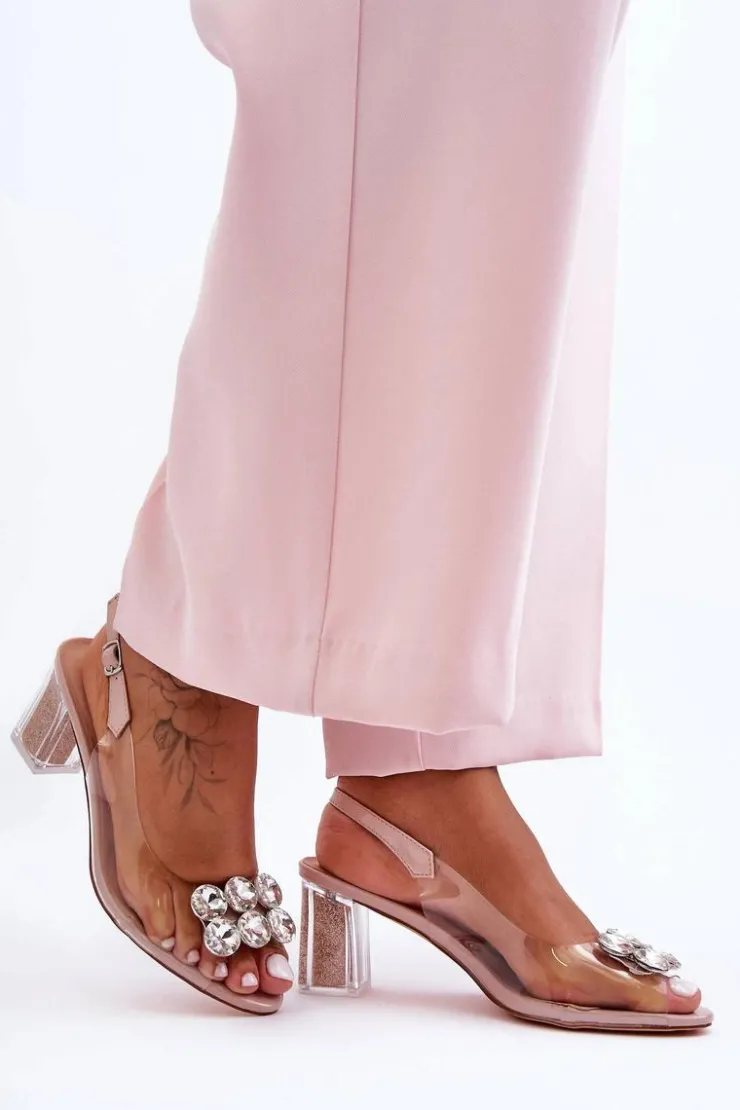 New Damskie buty S.Barski Sandały Transparentne Na Obcasie Różowe S.Barski MR1037-43