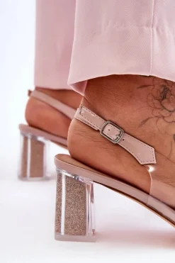 New Damskie buty S.Barski Sandały Transparentne Na Obcasie Różowe S.Barski MR1037-43