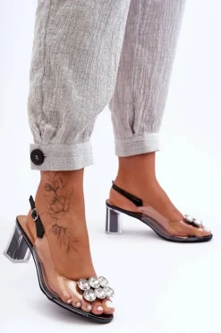 Damskie Damskie buty S.Barski Sandały Transparentne Na Obcasie Czarne S.Barski MR1037-43