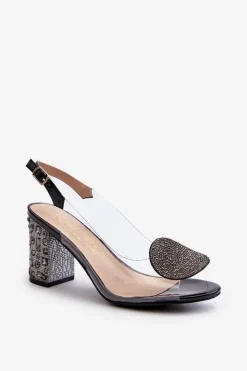Damskie Damskie buty S.Barski Sandały Transparentne Na Słupku Czarne D&A MR38-812