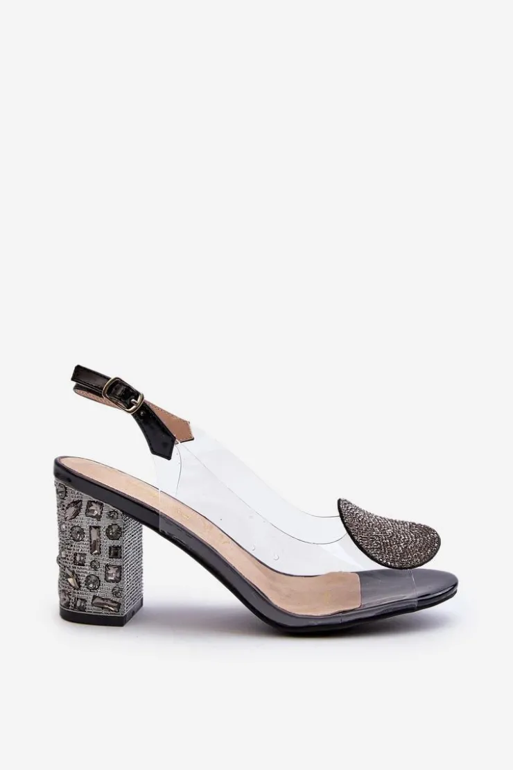 Damskie Damskie buty S.Barski Sandały Transparentne Na Słupku Czarne D&A MR38-812