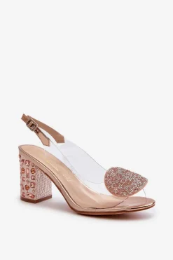 Damskie Damskie buty S.Barski Sandały Transparentne Na Słupku Różowe Złoto D&A MR38-812