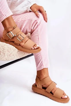 Outlet Boto Sandały Z Klamrą Camel Reese