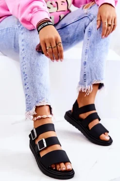 Boto Sandały Gumowe|Sandały Płaskie*Sandały Z Klamrą Czarne Reese