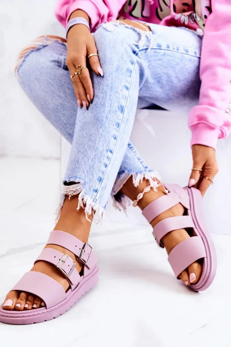 Damskie Boto Sandały Z Klamrą Fioletowe Reese