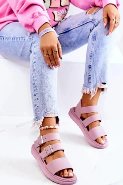 Damskie Boto Sandały Z Klamrą Fioletowe Reese