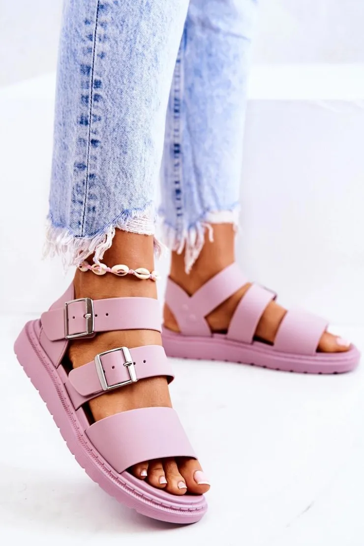 Damskie Boto Sandały Z Klamrą Fioletowe Reese