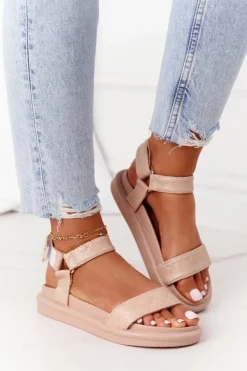 Damskie Boto Sandały Z Pikowaniem Na Platformie Beżowe Turn Around