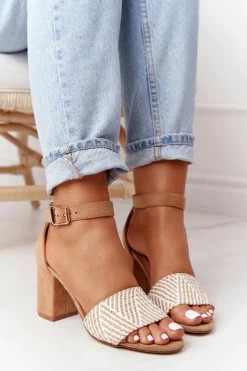 Evento Sandały Na Obcasie*Sandały Z Plecionką Na Słupku Jasny Brąz Honeymoon