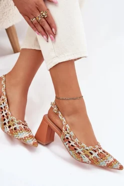 Boto Sandały Na Słupku|Sandały Na Obcasie*Sandały Z Plecionką Na Słupku Multikolor Ebina Wielokolorowy