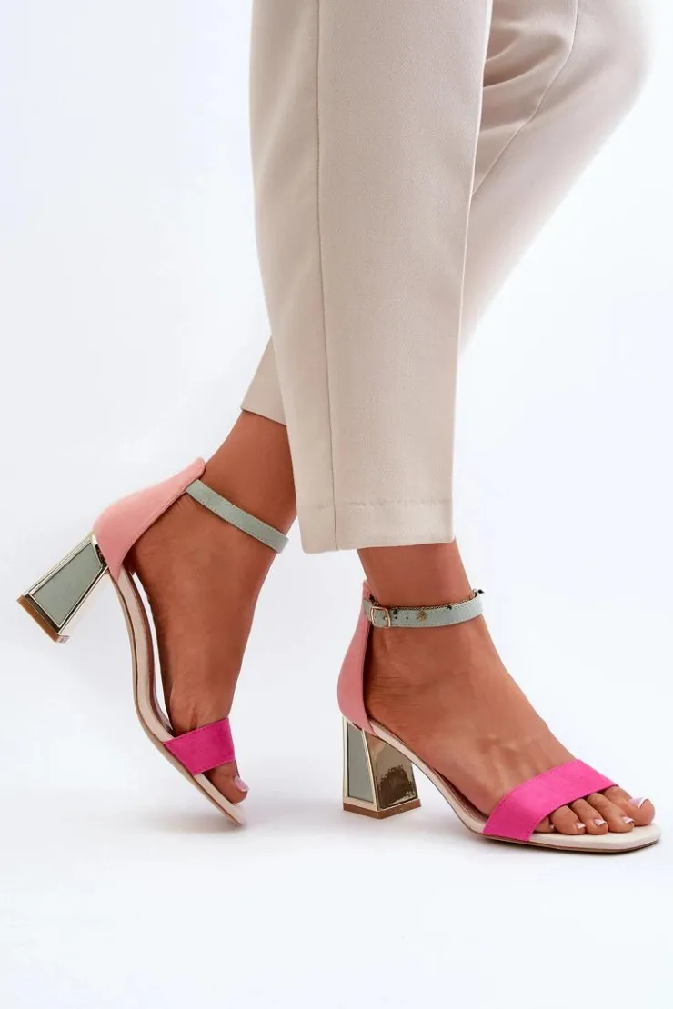 Hot Boto Sandały Zamszowe Na Słupku Fuksja Pholia