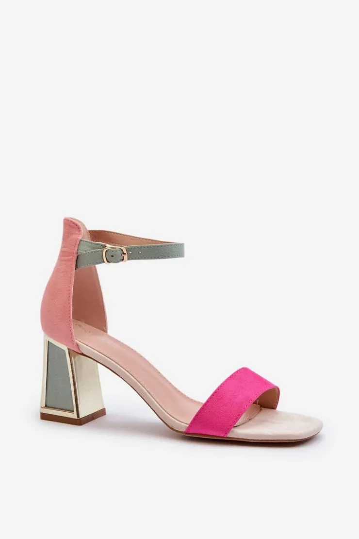 Hot Boto Sandały Zamszowe Na Słupku Fuksja Pholia