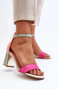 Hot Boto Sandały Zamszowe Na Słupku Fuksja Pholia