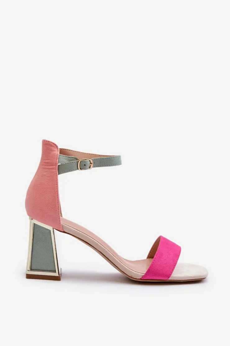 Hot Boto Sandały Zamszowe Na Słupku Fuksja Pholia