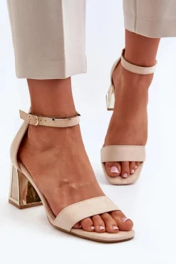 Boto Sandały Na Obcasie*Sandały Zamszowe Na Słupku Beżowe Pholia