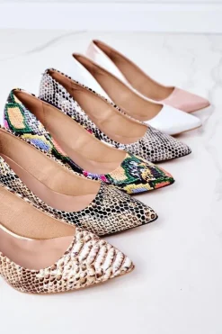 Damskie Boto Satynowe Czółenka Lewski Shoes 2801 Różowe