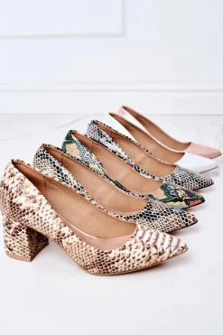 Boto Czółenka Na Słupku*Satynowe Czółenka Lewski Shoes 2801 Srebrne