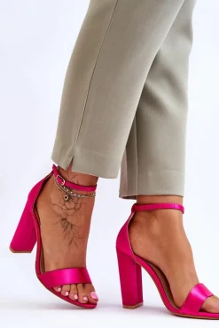 Damskie Boto Satynowe Sandały Na Obcasie Fuksja Linsy