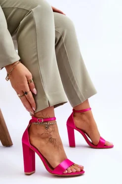 Damskie Boto Satynowe Sandały Na Obcasie Fuksja Linsy