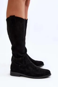 Damskie Damskie buty S.Barski S.Barski HY66-139 Ażurowe Kozaki Damskie Czarne