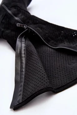 Damskie Damskie buty S.Barski S.Barski HY66-139 Ażurowe Kozaki Damskie Czarne