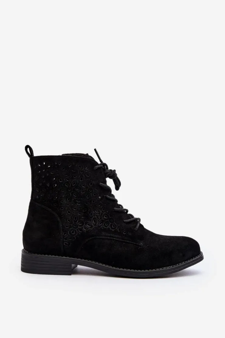 Damskie Damskie buty S.Barski S.Barski HY66-136 Damskie Botki Ze Wzorem Czarne