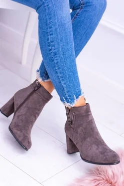 Damskie Buty Sergio Leone Sergio Leone Botki Na Słupku Coffe Zamsz Valentia