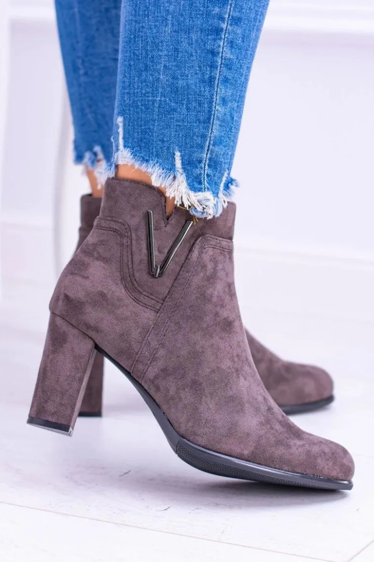 Damskie Buty Sergio Leone Sergio Leone Botki Na Słupku Coffe Zamsz Valentia